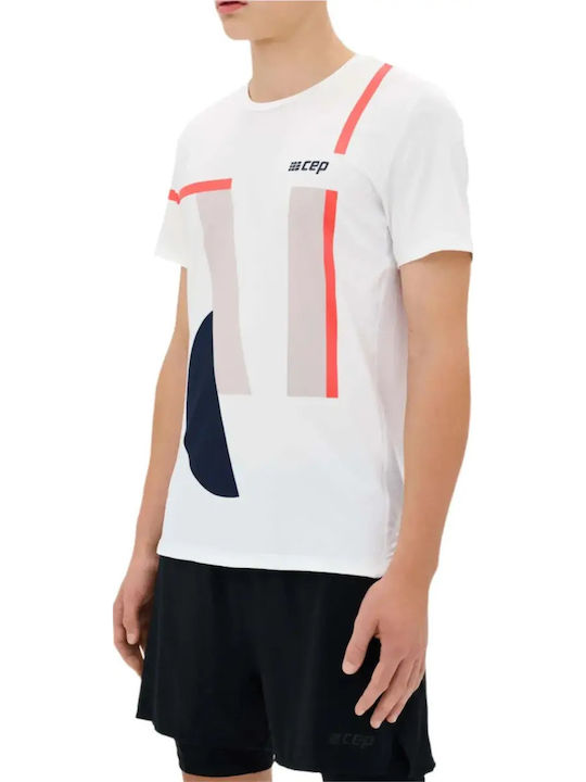 Tricou sport cu Geometrie Albă
