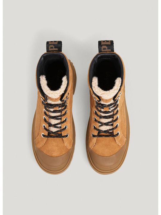 Suede Γυναικεία Μποτάκια Cognac Tan
