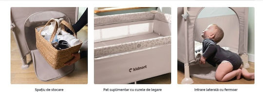 Kidnort Pătuț Pliabil Tip Țarc cu Saltea Bej 128x68cm