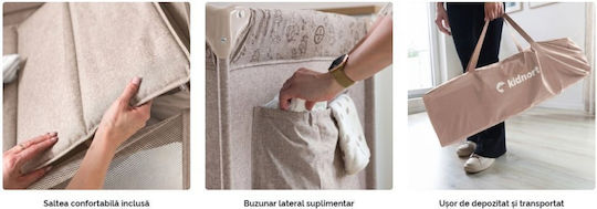 Kidnort Pătuț Pliabil Tip Țarc cu Masă de Înfășat și Saltea Bej 128x68 cm