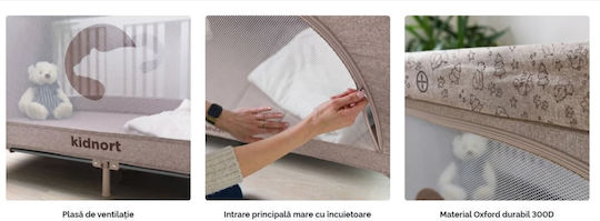 Kidnort Pătuț pliabil tip țarc cu saltea Bej 128x68cm