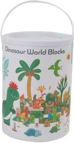 Dinosaurier-Bauklötze aus Holz für Kinder ab 1,5 Jahren, 100 Stück