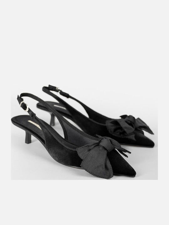 Black Pointed Toe Heels with Strap