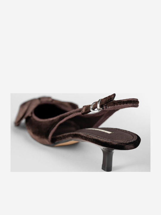 Pointed Toe Brown Heels with Strap