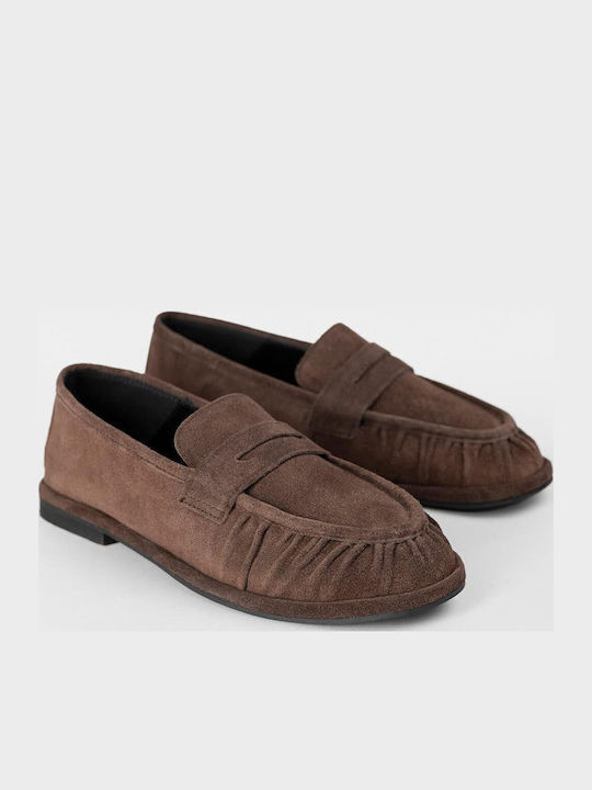 Damen-Loafer aus Leder in Braun