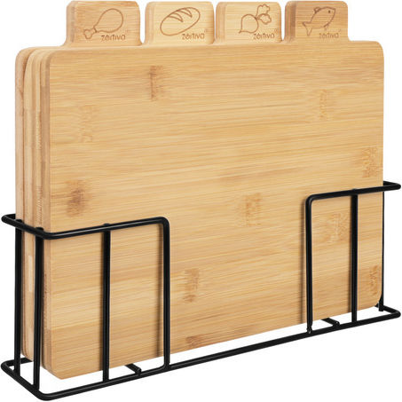Zortiva Set of Beige Bamboo Bread Chopping Boards 28x20cm 4 Pieces