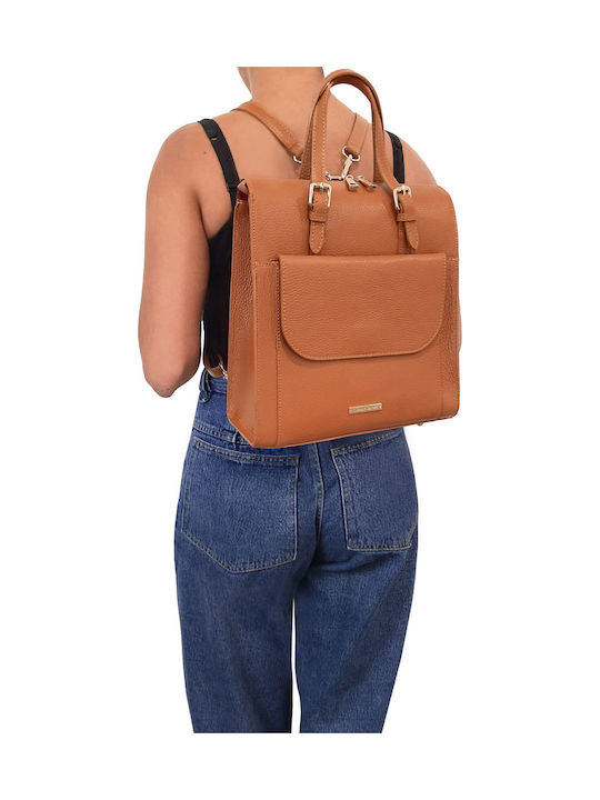 Cognac Leather Women's Backpack