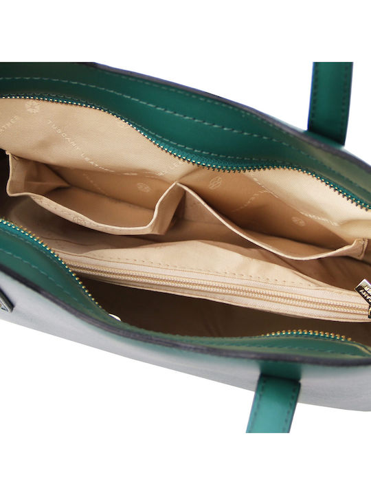Olimpia Leather Women's Tote Bag Petrol Blue
