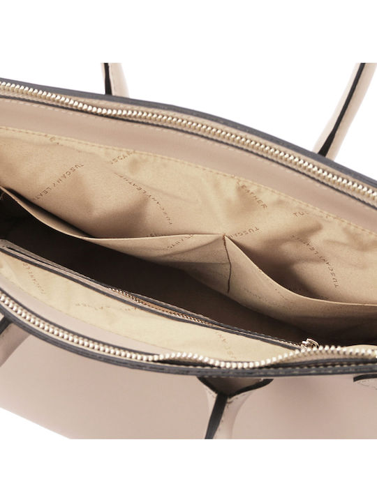 Light Ash Grey Leather Women's Tote Bag