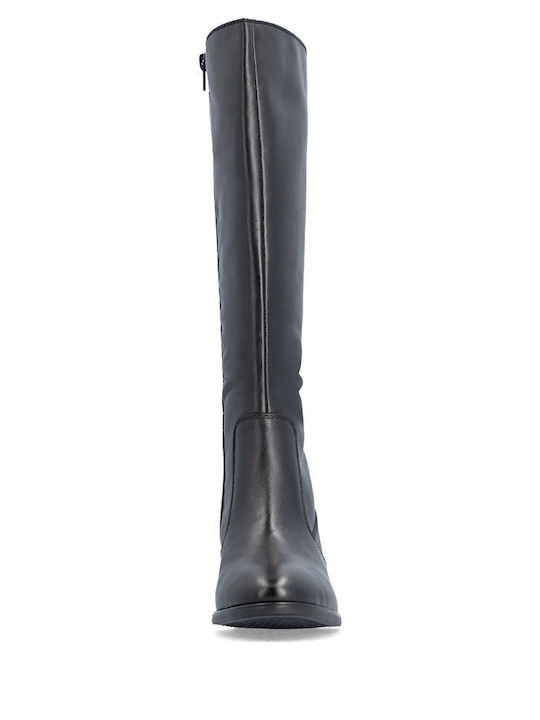 Schwarze Damenlederstiefel mit Pelz
