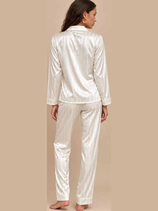 Zizo Зимен Дамски Комплект Пижама Ivory Stripes