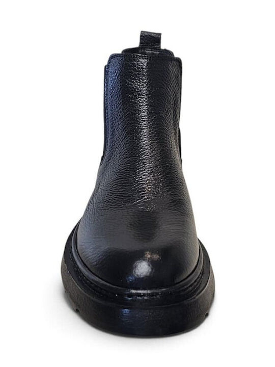 Black Leather Men's Boots 313128-1-BLACK