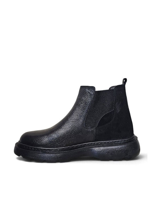 Black Leather Men's Boots 313128-1-BLACK