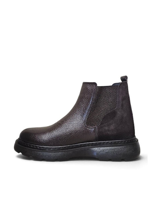 Braune Herrenlederstiefel 313128-5-KAFFEE