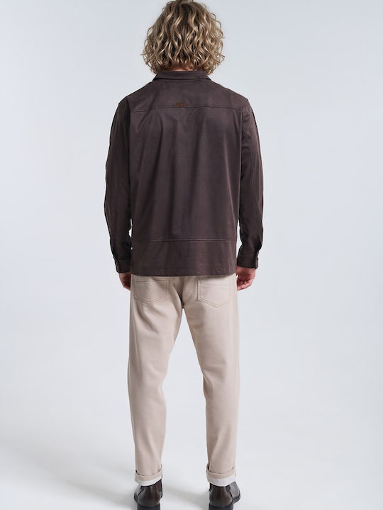 Мъжки дънков панталон Slim Fit в бежов цвят