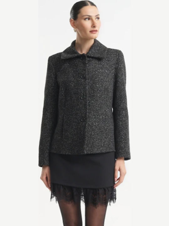 Fibes Damen-Tweedblazer Schwarz Fibes Damen-Tweedblazer Schwarz