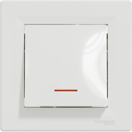 Schneider Electric Asfora Recessed Wall Switch Lighting One-Way with Frame White