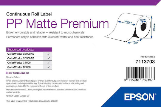 Epson Label Maker Tape 55m x 105mm In White Colour