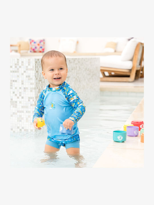 Splash About Kids Swimsuit Rashguard with Long Sleeves Light Blue