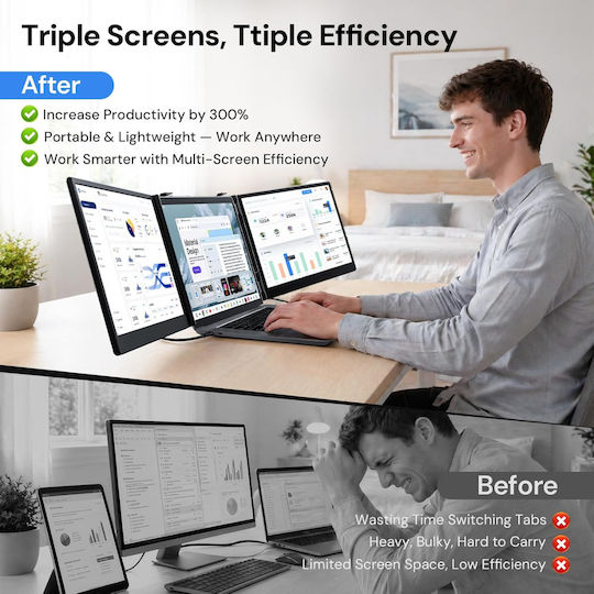 IPS Φορητό Monitor 14" FHD 1920x1080 Μπλε