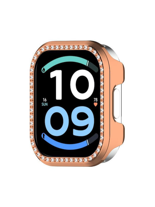 Redmi Watch 6 Active Diamant-Halbabdeckung Hohle PC-Uhren-Schutzhülle Roségold