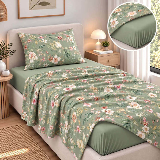 Astron Italy Ortensia Single Bed Sheet Set 175x260cm Dusty Rose (3pcs)