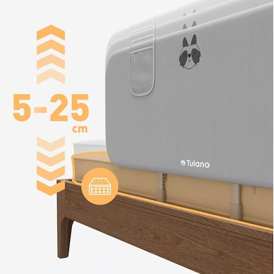 Tulano Barieră de Protecție Pliabilă pentru Pat, din Metal, de Culoare Gri, 150 cm