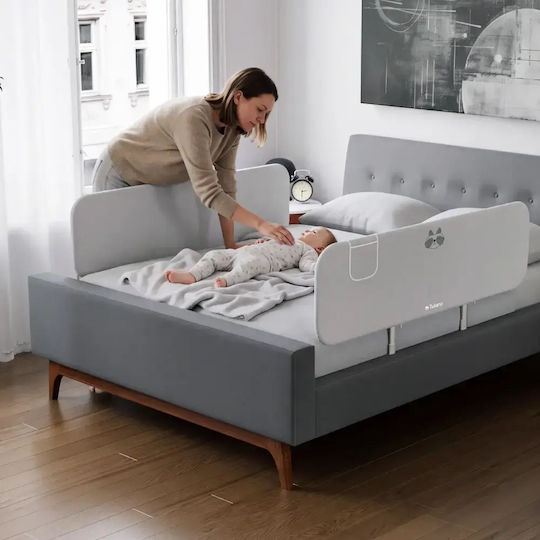 Tulano Barieră de Protecție Pliabilă pentru Pat, din Metal, de Culoare Gri, 150 cm