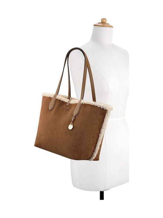 Emerick Fabric Women's Tote Bag Tabac Brown / Beige