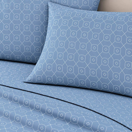 Astron Italy Giulia Super-Double Bed Sheet Set 245x260cm Blue (4pcs)
