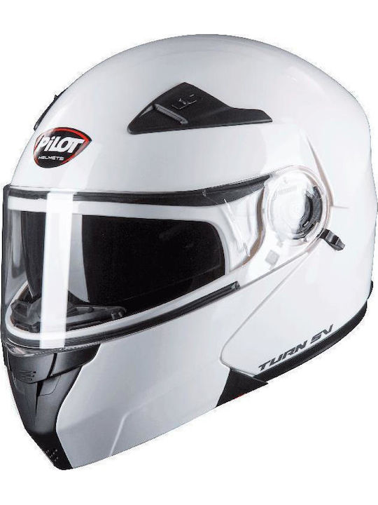 Zero SV White Pearl Gloss Cască Moto Flip-Up ECE 22.06 1700gr cu Sunvisor