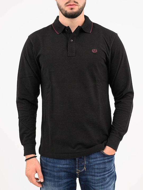 Langarm-Poloshirt Schwarz