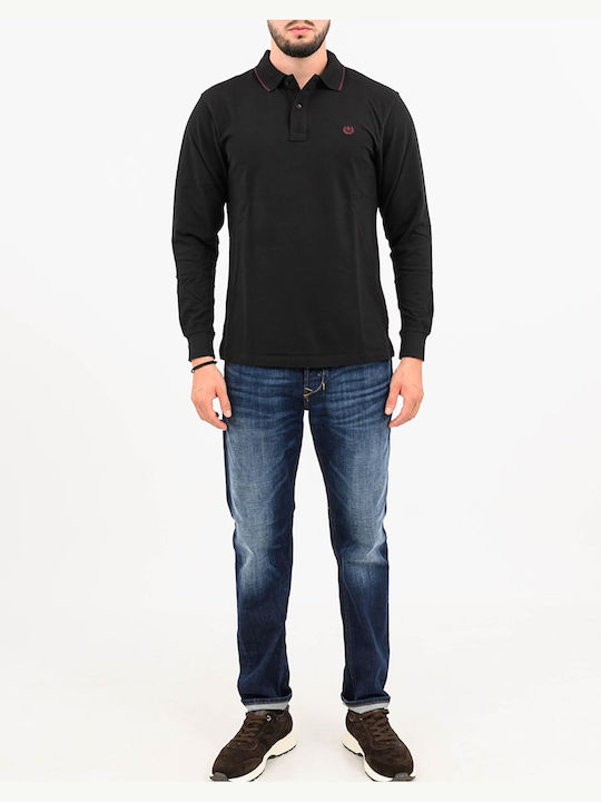 Langarm-Poloshirt Schwarz