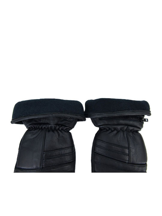 Winter Men's Motorcycle Gloves Leather Waterproof Black