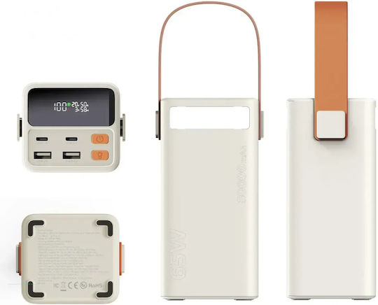 Mobile Origin PB18 Power Bank 50000mAh 65W με 2 Θύρες USB-A και 2 Θύρες USB-C Power Delivery Μπεζ