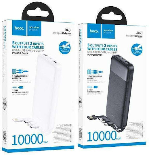 Hoco J163 Power Bank 10000mAh 10W With 2 USB-A Output Ports Black