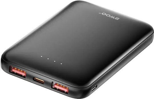 BWOO P72 Power Bank 5000 mAh 22,5 W mit 2 USB-A-Anschlüssen und USB-C-Anschluss Power Delivery / Quick Charge Schwarz