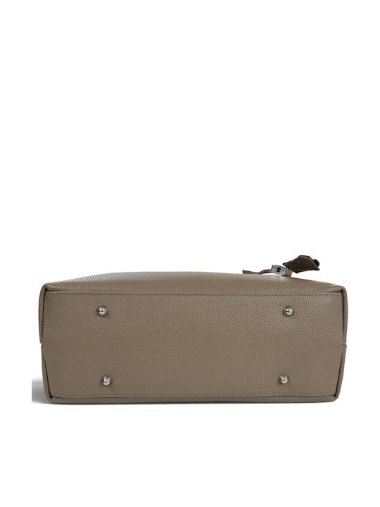 Women's Leather Tote Bag Taupe Scuro