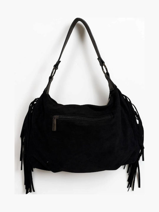 Knitted Women's Hobo Bag Suede Black