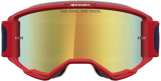 Очила За Мотокрос Alpinestars Vision 5 Drag Fire Червено Синьо Огледално Златно