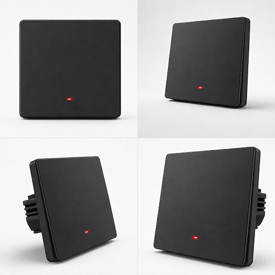 Qoltec Wall-Mounted Single Wi-Fi Wall Switch with Black Frame