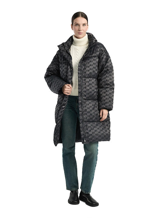 Long Women's Winter Puffer Jacket Charcoal
