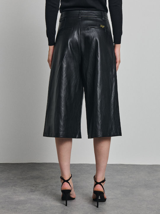 Damen Capri-Lederhose Schwarz