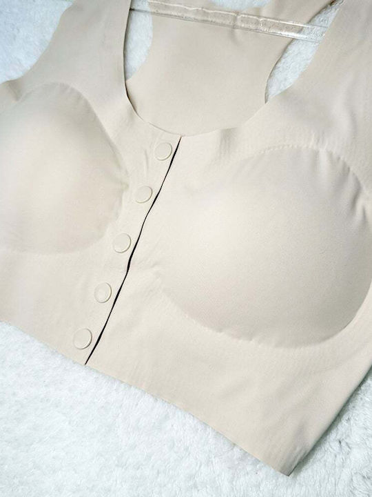 Women's Beige Sports Bra with Removable Padding