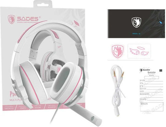 Ppower SA-726 Over Ear Gaming Headset με σύνδεση 2x3.5mm Ροζ για PC