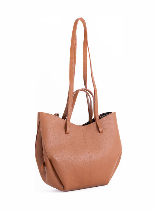Set Leather Women's Shopper Bag Brown Chocolate