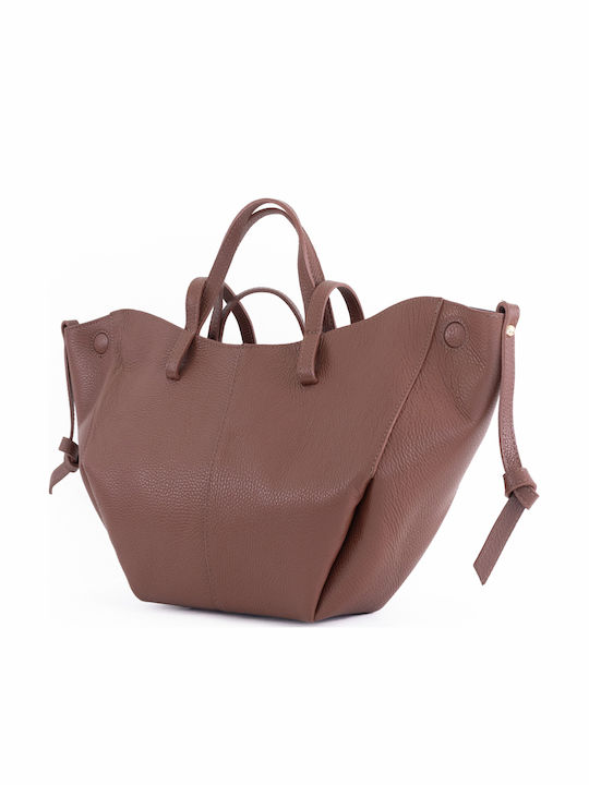 Set Leather Women's Shopper Bag Brown Chocolate