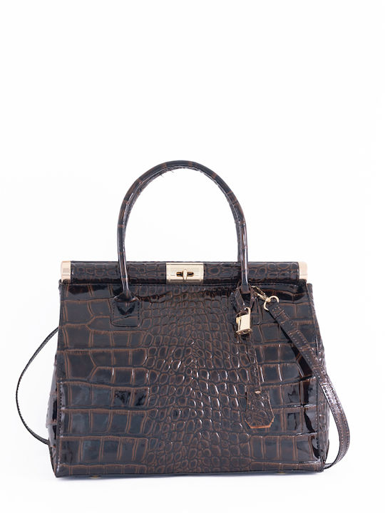 Schwarze Damen-Ledertasche Tote