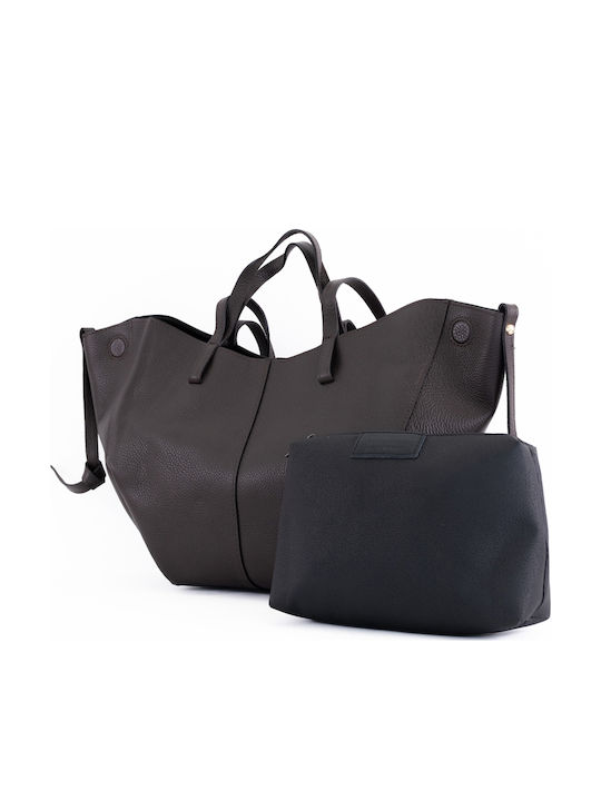 Set Leather Women's Shopper Bag Brown Chocolate
