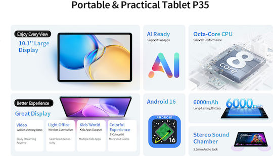 P35 10,1-Zoll-Tablet (3 GB/32 GB) Blau